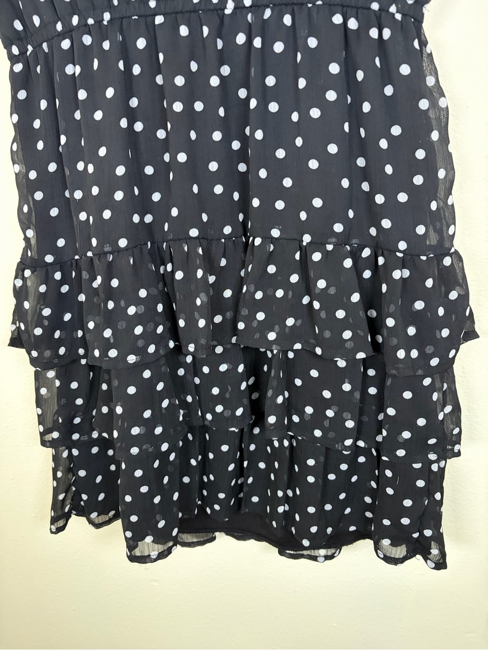 BeBop Small Black White Polka Dot Ruffle Mini Dress Sleeveless - Picture 9 of 12